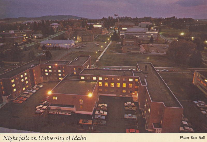 Postcard of the Gault-Upham Residence Hall (no longer standing) on the University of Idaho campus in Moscow, Idaho.