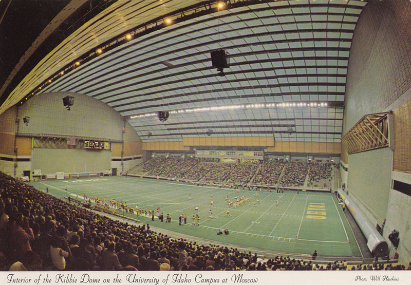 Postcard of the interior of the Kibbie Dome on the University of Idaho campus in Moscow, Idaho.