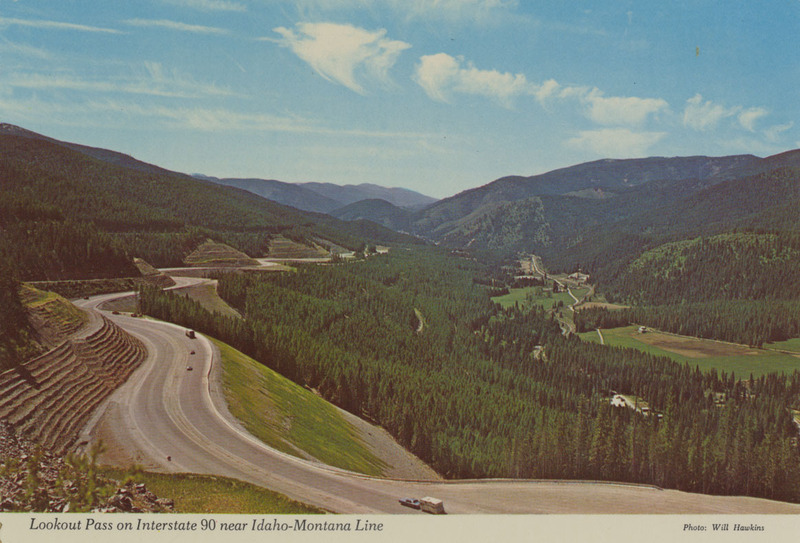 Postcard of Lookout Pass on Interstate 90 near the Idaho-Montana border.