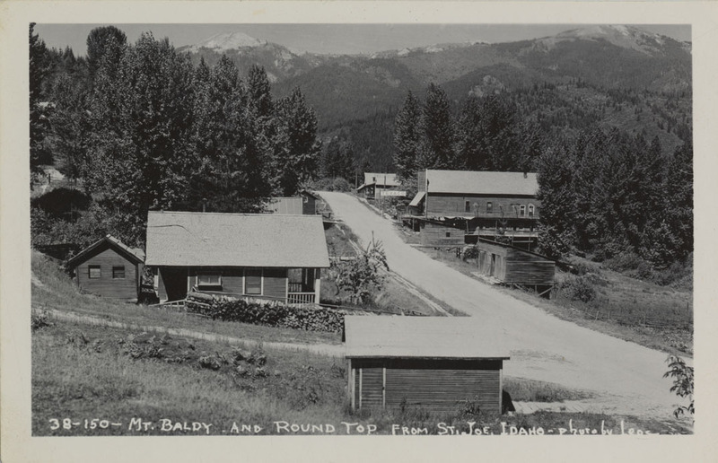 Postcard of Mt. Baldy and Round Top from St. Joe, Idaho.