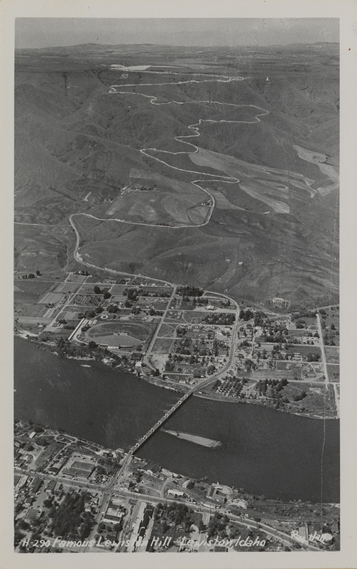 Postcard of the hill and highway north of Lewiston, Idaho.