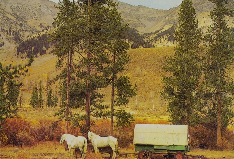 Sheepherding wagon at base of Boulder Mountain near Sun Valley, Idaho.