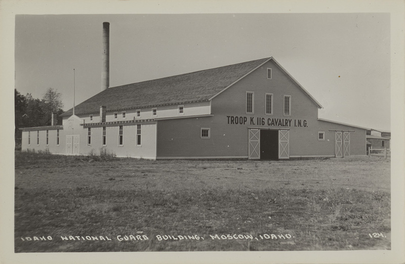 Postcard of the Idaho National Guard Building in Moscow, Idaho.