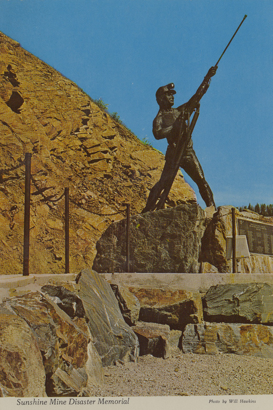 Postcard of the Sunshine Mine Disaster Memorial. | In honor of the 91 victims of the country's worst mine disaster (since 1917) plus all the living hardrock miners of the Coeur d'Alene Mining District.