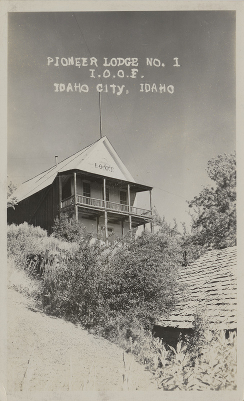 Postcard of a I.O.O.F. lodge in Idaho City, Idaho.