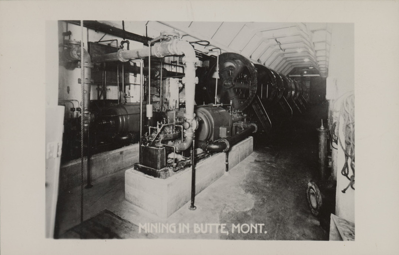 Postcard of the inside of a mine in Butte, Montana.