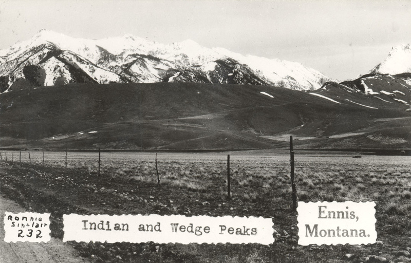 Postcard of the Indian and Wedge Peaks near Ennis, Montana.
