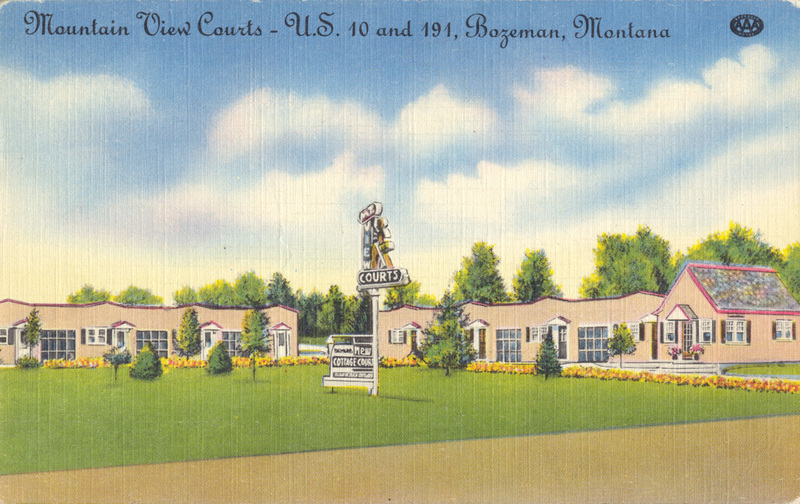 Postcard of a motel in Bozeman, Montana.