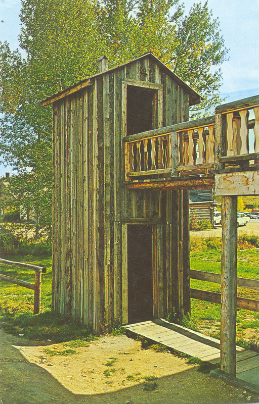 Postcard of a two story outhouse in Virginia City, Montana. | Big John. The double decker - darn clever those pioneers.