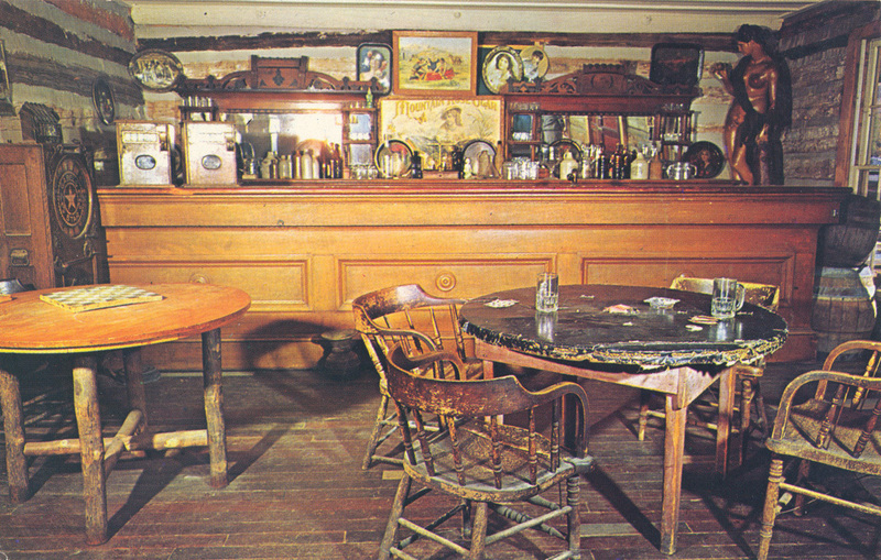 Postcard of the interior of a bar in Nevada City, Montana.