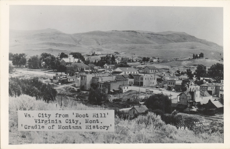 Postcard of Virginia City, Montana from 'Boot Hill.'