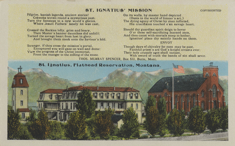 Postcard of the St. Ignatius Mission on the Flathead Reservation in Montana.