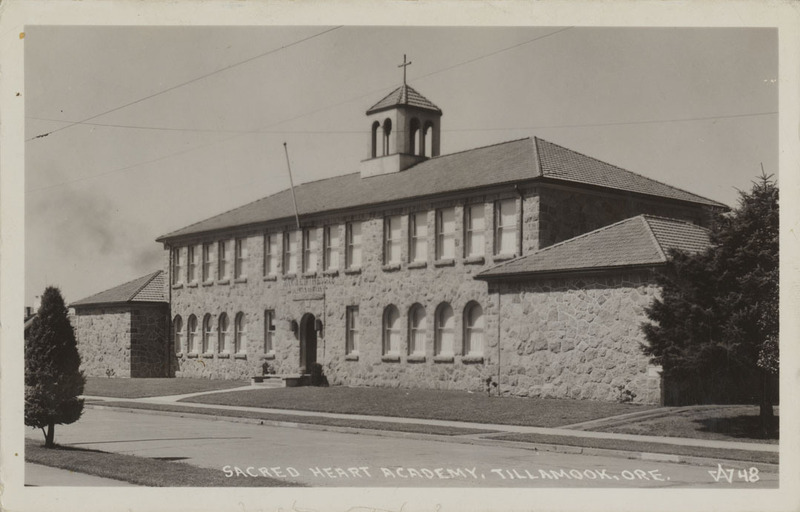 Postcard of the Sacred Heart Academy in Tillamook, Oregon.