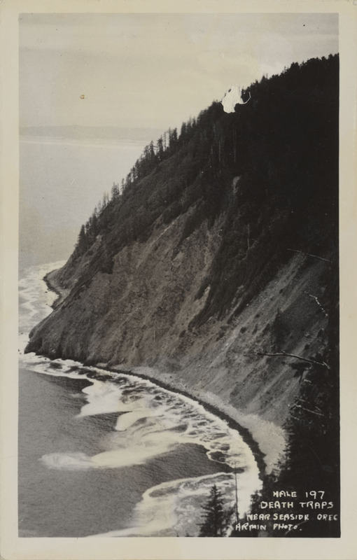 Postcard of a cliffside near Seaside, Oregon.