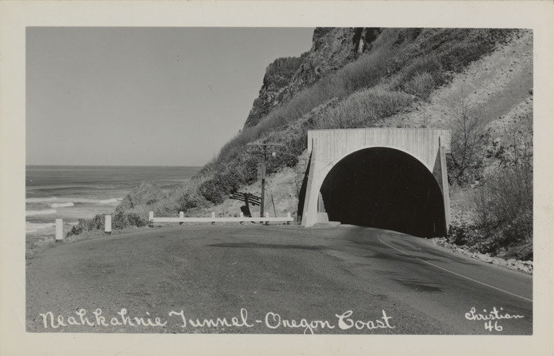 Postcard of a tunnel on the Oregon Coast Highway.