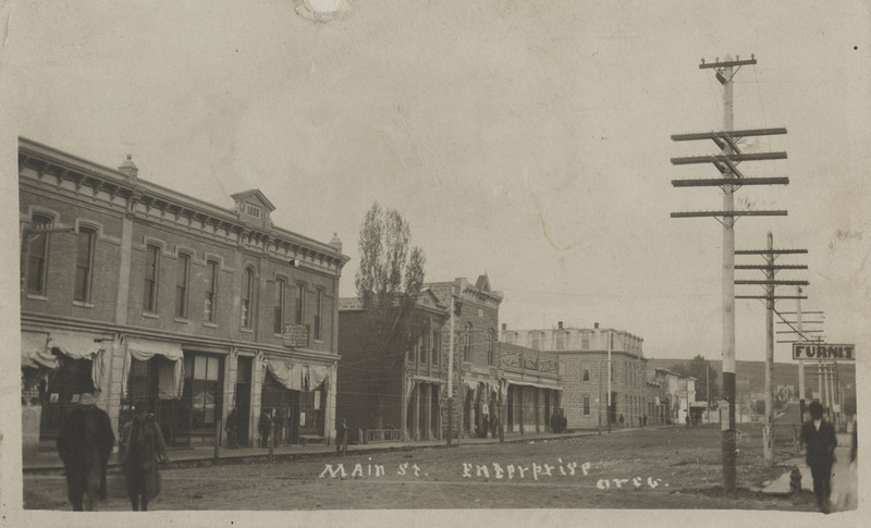 Postcard of Main street in Enterprise, Oregon.