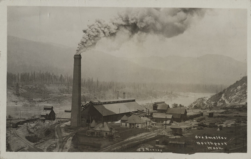 Postcard of an ore smelter in Northport, Washington.