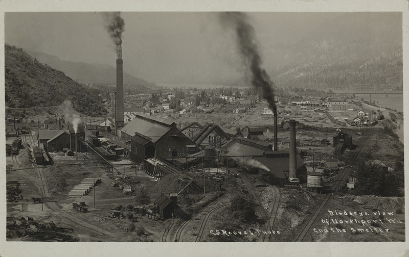 Postcard of an ore smelter in Northport, Washington.