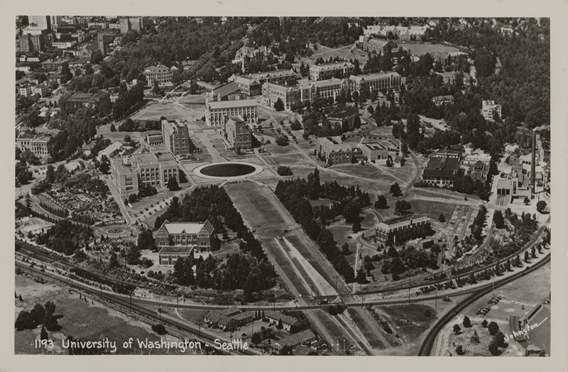 Postcard of the University of Washington campus in Seattle, Washington.