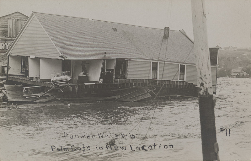Postcard of a flood in Pullman, Washington in March, 1910.