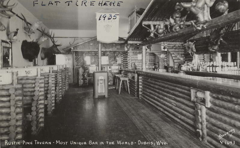 Postcard of the Rustic Pine Tavern in Dubois, Wyoming.