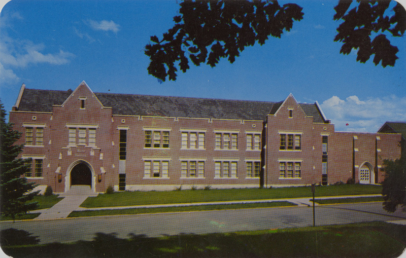 Postcard of the Music Building on the University of Idaho campus in Moscow, Idaho. | Music Building, University of Idaho, is one of the newer buildings on the college grounds. It contains a recital hall and music studios.