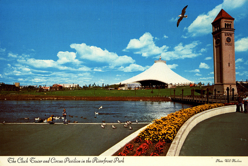 Clock Tower and Circus Pavilion in the Riverfront Park