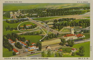 Postcard is providing directions to Bob's Auto Park on Capitol Boulevard in Boise, Idaho.