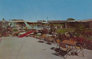 Postcard of the Ponderosa Inn in Burley, Idaho. | Heated swimming pool and conference room. Ponderosa Inn, Interstate 80 N, Burley, Idaho. 100 air-conditioned units, beautiful dining room, cocktail lounge, coffee shop, heated swimming pool, nine hole golf course and gift shop. Phone 678-9073 for reservations. Beauty & barber shop. Gas station.