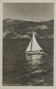 Postcard of a sailboat on Payette Lake near McCall, Idaho.
