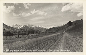 Postcard of the Big Wood River Valley and Boulder Mountains near Sun Valley, Idaho.