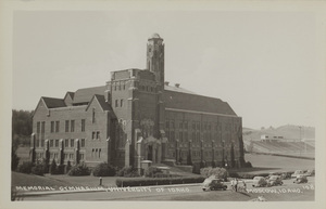 Postcard of the Memorial Gymnasium on the University of Idaho campus in Moscow, Idaho.
