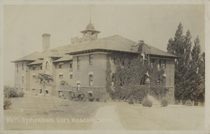 Postcard of the Gymnasium, now Art and Architecture South, on the University of Idaho campus in Moscow, Idaho.