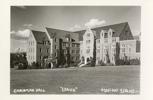 Postcard of Chrisman Hall (now Phinney Hall) on the University of Idaho campus in Moscow, Idaho.