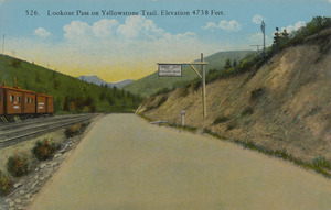 Postcard of Lookout Pass on the Yellowstone Trail, which is now Highway 90.