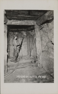 Postcard of the inside of a mine in Butte, Montana.