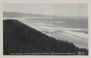 Postcard of the Oregon coast looking south from Lookout Point near Oceanside, Oregon.