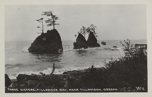 Postcard of a coastal rock formation near Tillamook, Oregon.