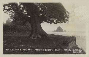 Postcard of a coastal rock formation near Tillamook, Oregon.