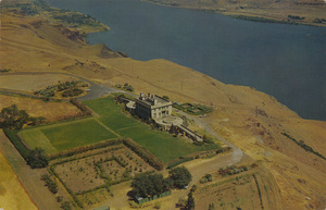 Postcard of the Maryhill Art Museum on the Colombia River in Washington state. | Maryhill Museum and Colombia River, Washington.