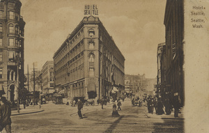Postcard is of the Seattle Hotel in Seattle, Washington.