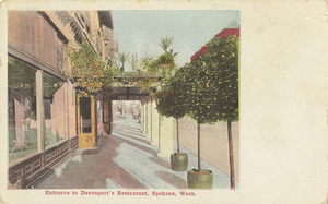 Postcard is of the entrance to the restaurant at the Davenport Hotel in Spokane, Washington. | Entrance to Davenport's Restaurant, Spokane, Wash.