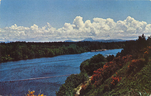 Postcard is a photograph of Coffinbury Lake in Fort Stevens State Park, near Warrenton, Oregon.  | Fort Stevens State Park, Warrenton, Oregon. Beautiful Coffinbury Lake with Saddle Mountain in the background. This area offers excellent swimming, boating, camping and picnic facilities.