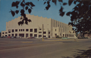 Postcard of Gill Coliseum on the Oregon State University campus in Corvallis, Oregon.  | Oregon State University, Corvallis, Oregon. OSU Coliseum, finest basketball center in he west, seats 10,500. This unusual building completed in 1949 has no posts to hinder the spectators' views. A multiple-use building, it serves also for concerts, dances and all types of meetings.