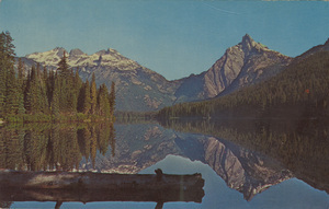 Postcard of Waptus Lake in Washington State.  | Waptus Lake, with rugged peaks along the Cascade Crest, is the largest of many popular wilderness lakes reached by foot or horseback from Salmon La Sac, Washington.