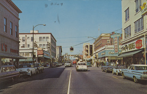 Postcard of a street in Bremerton, Washington. | Bremerton, Washington. Site of the U.S. Naval Shipyard, it is also the gateway to the Olympic Peninsula and the Hood Canal areas.