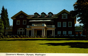 Postcard of the Washington State Governor's Mansion in Olympia, Washington. | Governor's Mansion, Olympia, Washington. Built in 1908 during regime of Marion G. Haye, it has been occupied by every governor since. An extensive remodeling project was performed in 1976 during the term of Daniel Evans.