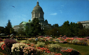 Postcard of the Sunken Gardens at the Washington State Capitol in Olympia, Washington. | Sunken Gardens, State Capitol, Olympia, Washington. Here may be found some of the most beautiful examples of the landscape gardener's art. Every season brings new and changing beauties.