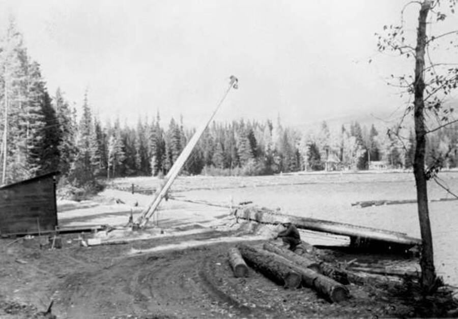 View of the landing at Beaver Creek which flows into Priest Lake, Idaho. Donated by Speed Weidner through Priest Lake Museum.
