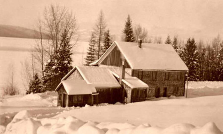 Exterior view of the Northern Hotel in Coolin, Idaho. Photograph taken during period when Forsyths ran the hotel. Donated by Marjorie Paul Roberts via Priest Lake Museum.